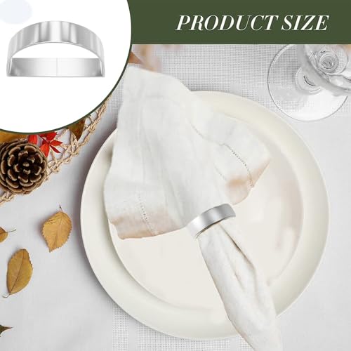 8 Pcs Silver Napkin Rings-Stainless Steel Napkin Rings(Semicircle) | Metal Napkin Ring for Table Settings Wedding Christmas Party Dinner Table - size: 8 Silver