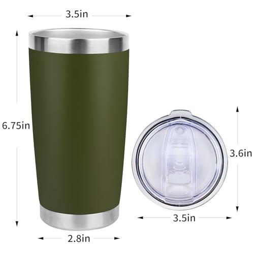 20oz Stainless Steel Tumbler Bulk with Lid, Travel Mug - Double Wall Vacuum Powder Coated Cup - Army Green, 12 Pack - color: Army Green, size: 12 Pack