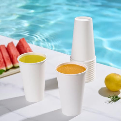 LITOPAK 210 Pack 16 oz Disposable Paper Coffee Cup, Hot/Cold Beverage Drinking Cups for Water, Paper Coffee Cups, White Hot Coffee Cups, Suitable for Party, Picnic, Travel, and Events - color: White-16oz