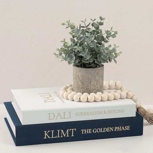 Set of 2 Premium Linen Decorative Books with Hidden Storage - Stackable Faux Book Box for Coffee Table Styling & Organization, Real Fabric Cover Fake Books as Display Riser for Shelf & Entryway - color: Blue-White