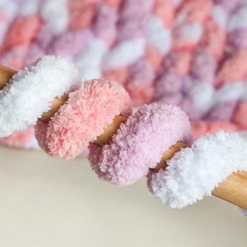 Jumbo Chunky Yarn for Hand Knitting - Super Thick Chenille Chunky Yarn for Crocheting - Extra Soft Bulky Fluffy Blanket Big Yarns 8 Jumbo Pack (27yds,8 oz Each Skein) - color: Pale Rose