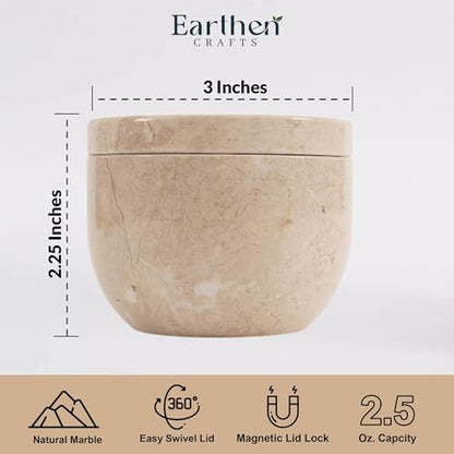 Marble Salt Cellar with Swivel Lid 3 Inch Beige Stone Mini Salt Box for Kitchen Counter with Magnetic Closure, 2.5 OZ Capacity, Ideal for Kosher Salt and Gourmet Seasonings - color: Verona
