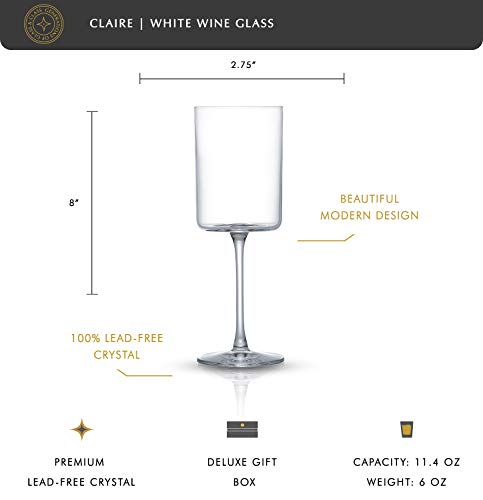 JoyJolt Claire 11.4oz White Wine Glass Set of 2, Elegant Crystal Stemware Stemmed Wine Glasses Made in Europe, Unique and Modern Glasses with Stem - style: White Wine Glasses