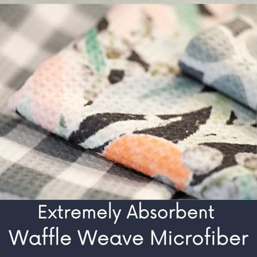 Kitchen Towels, Dish Towels for Kitchen, 3 Pc Kitchen Towel Set | Microfiber Waffle Towels, 16 x 26 inches, with Hanging Loops, Reusable Tea Towels, Cute Kitchen Towels - 3 Pack - color: Pewter