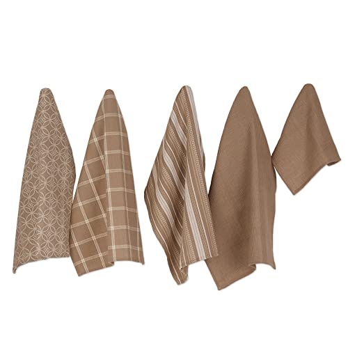 DII Assorted Woven Kitchen Set, Dishtowel, 18x28, Dishcloth, 13x13, Stone, 5 Piece - color: Stone, size: Dishtowel, 18x28"; Dishcloth, 13x13"