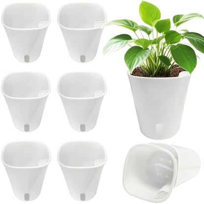TCBWFY 4 Inch Self Watering Pots for Indoor Plants,8 Sets Self Watering Planter Pots with Visual Water Level Window and Multiple Vents,Self Watering Plant Pot for All House Plants,Flowers,Herbs - size: 4 Inch - 8 Sets