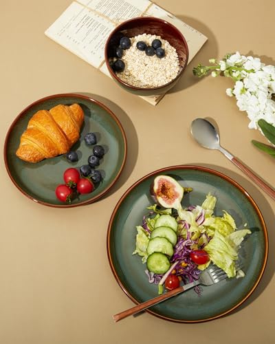 Stoneware Dinnerware Sets, Ceramic Plates and Bowls Set, Microwave & Dishwasher Safe Kitchen Dishes, Modern Dinner Salad Plates | Cereal Bowls, Dishware Sets Service for 4 Sage Green | Stoneware Dishware sets, Microwave & Dishwasher Safe, Cereal Bowls and