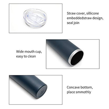 HASLE OUTFITTERS 20 oz Skinny Tumbler, Stainless Steel Insulated Slim Tumbler with Lid, Reusable Double Wall Travel Coffee Mug, Durable Powder Coated Travel Water Cup(Navy, 1) - color: Navy Blue, size: 20 Ounces