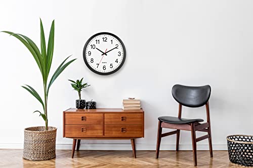 Bernhard Products Black Wall Clock Silent Non Ticking - XL 18 Inch, Set of Two Quality Quartz Battery Operated Round Easy to Read Home/Office/Classroom/School - color: Black, size: 18 Inch - 2 Clocks