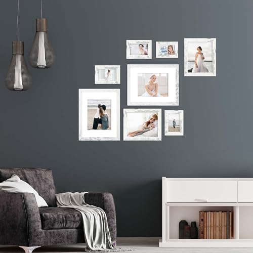 iRahmen 8.5x11 Picture Frame Set of 4, Distressed White Certificate Frame with Real Glass, Wood Photo Frames 8.5 by 11 Diploma Document for Wall Hanging and Tabletop Display - color: Distressed White, size: 8.5X11