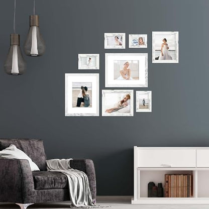 iRahmen 8x10 Picture Frame Set of 4, High Definition Glass Distressed White Frame, 8 x 10 Wood Photo Frames for Tabletop Display and Wall Mounting - color: Distressed White, size: 8X10