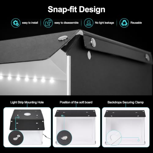 EMART Light Box Photography 14"x15" CRI>95 Photo Box for Photobooth Jewelry | 102 LEDs Lights,4 Color Backdrop,Portable & Sturdy,For Toys Watches Cosmetics Photo Studio Products Displays Photography