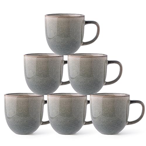 AmorArc 12oz Coffee Mugs, Ceramic Coffee Mugs set of 6 for Man, Woman, Dad, Mom, Modern Coffee Cups with handle for Latte/Cappuccino/Milk/Cocoa. Dishwasher&Microwave Safe, Reactive Glaze - color: Reactive Glaze, size: Set of 6