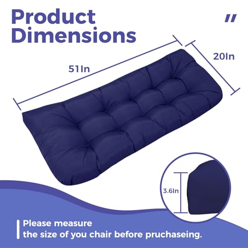 Outdoor Bench Cushions Light Grey Waterproof Tufted Overstuffed Bench Cushions with Ties for Swing Loveseats Patio Indoor Funiture 51x 20 - color: Light Grey