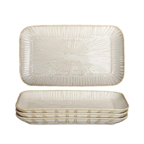 9.6-inch ceramic dinner plates (4-pack), rectangular salad plates, serving plates, dinner plate set, dessert plates. Suitable for serving salads, appetizers, desserts, and fruits. - color: White3