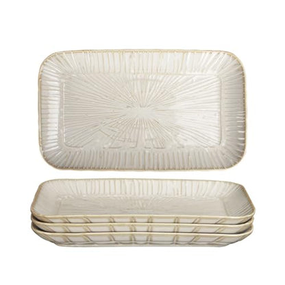 9.6-inch ceramic dinner plates (4-pack), rectangular salad plates, serving plates, dinner plate set, dessert plates. Suitable for serving salads, appetizers, desserts, and fruits. - color: White3