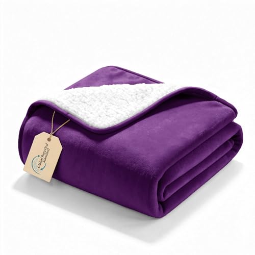 gogobunny Waterproof Bed Blanket, Reversible Sherpa Fleece Throw Blanket for Dog Puppy Cat, Furniture Cover Protects Bed Couch Sofa from Liquid Pee and Pet Fur (Dark Purple, 25x35 inches) - color: Dark Purple, size: 25x35 inches