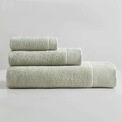 Calvin Klein - Bath Towel Set, Soft & Absorbent Bathroom Essentials, Zero Twist Construction, Oeko-Tex Certified (Entwine Solid Aloe, 3-Piece) - color: Entwine Solid Aloe, size: 3 Pack