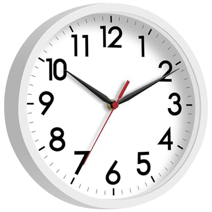 AKCISOT 8 Inch Wall Clock, Silent Battery Operated Analog Clock, White | Small Size | Bedroom | Office | Kitchen | Bathroom | Classroom | Modern | Easy to Read - color: C_white, size: 8 Inch