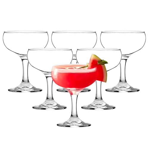 Small Martini Glasses - Coupe Glasses Set of 6 - Clear 5 Ounce Stemmed Cocktail Glasses for Martini, Vodka