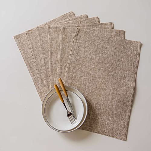 Home Brilliant Linen Place Mats Set of 8 Heat Resistant Dining Table Place Mats Cloth Placemats Kitchen Table Mats Placemat, Burlap - color: Burlap, size: Placemats 13" x 19", Set of 8