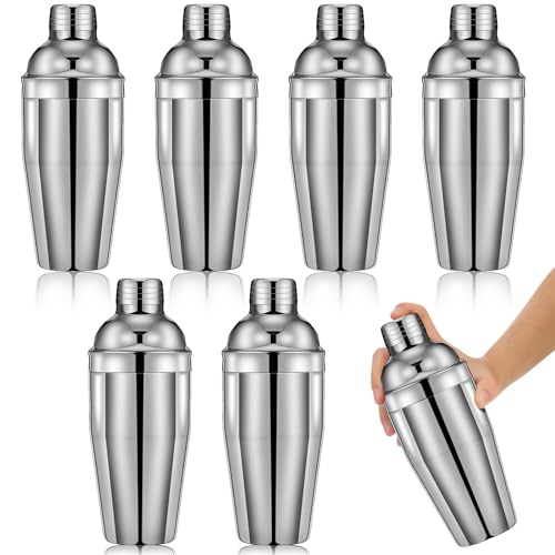 Nitial 6 Pcs Bar Cocktail Shaker Professional Stainless Steel Martini Drink Mixer with Built-in Strainer for Bartending No Leaks Boston Shaker for Bar Party Drink Mixing Tool(18.6 oz,Silver) - color: Silver, size: 18.6 oz