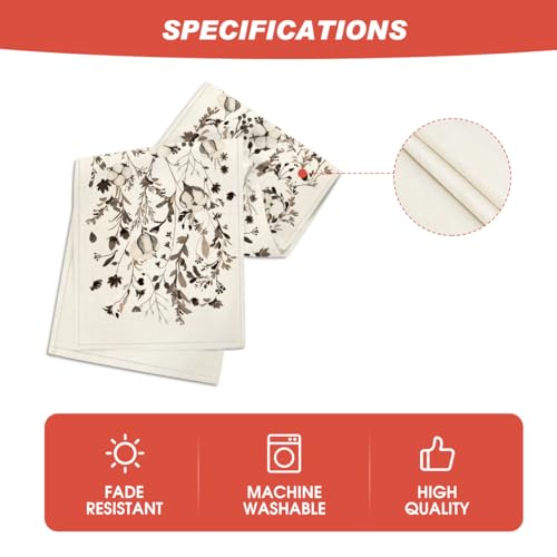 Artoid Mode Leaves and Flowers Cotton 210 GSM Winter Table Runner, Seasonal Christmas Kitchen Dining Table Decoration for Home Party Decor 13x72 Inch - size: 13" x 72", Table Runner