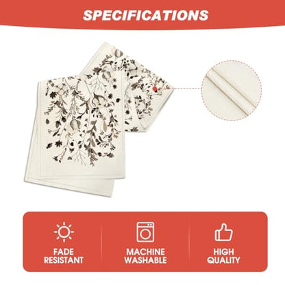 Artoid Mode Leaves and Flowers Cotton 210 GSM Winter Table Runner, Seasonal Christmas Kitchen Dining Table Decoration for Home Party Decor 13x90 Inch - size: 13" x 90", Table Runner