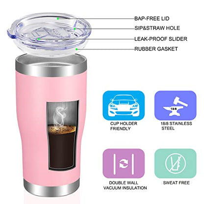 VEGOND 20oz Tumbler Stainless Steel Tumbler Cup with Lid And Straw Vacuum Insulated Double Wall Travel Coffee Mug(Pink 12 Pack) - color: Pink, size: 12 Count (Pack of 1)