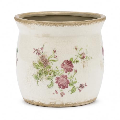 Doysayes Vintage Ceramic Flower Pot for Indoor Plant with Drainage Hole | with Drainage ,Crackle Glazed, Farmhouse Planter for Indoor Plant Pot,Small Vase&Planter,Housewarming Gifts, Home Decor. - color: Pink