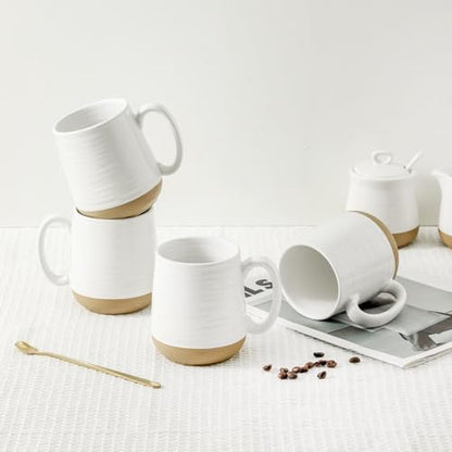 HASENSE Coffee Mugs Set of 4, 15oz Ceramic Coffee Cups with Handle, Two-Tone Design for Cappuccino Latte Tea, Large Microwave Dishwasher SafeMug Set, Housewarming Gift, Creamy White - color: White, size: Set of 4