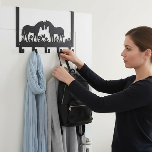 Reallnaive Horse Over the Door Hooks Bathroom Decor Hanger Wall Mount Rack Holder for Towel, Hat, Coat, Cloth, Keychain, Bag, Christmas Party Gift - style: Horse