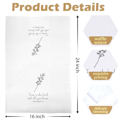 Christian Gifts Kitchen Towel - Bible Verse Decorative Waffle Dish Towels, Christian Housewarming Gifts Hand Towels, Sketch Wildflower Tea Towel, 16x24 Inch - color: Christian -11