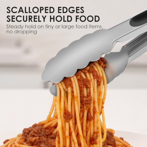 Hotec Stainless Steel Kitchen Tongs Set of 3-7", 9" and 12", Locking Metal Cooking Tongs with Non-Slip Grip for BBQ, Grill, Air Fryer & Serving - size: 3 pack: 12, 9, 7 inch