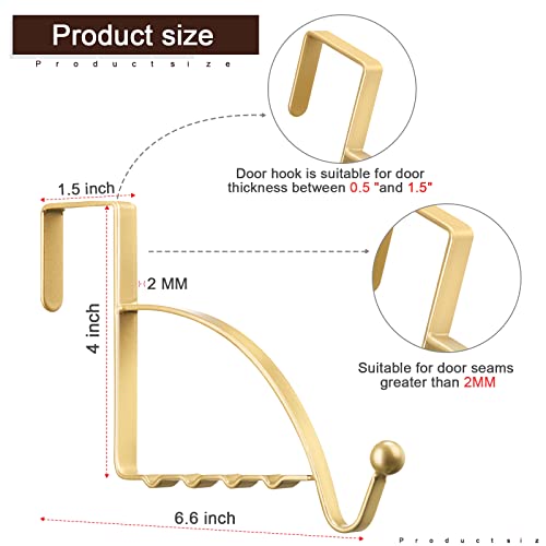 Hotop 2 Pcs Over The Door Hooks, Clothes Hanger, Over Door Hanger, Champagne Gold - color: Champagne Gold