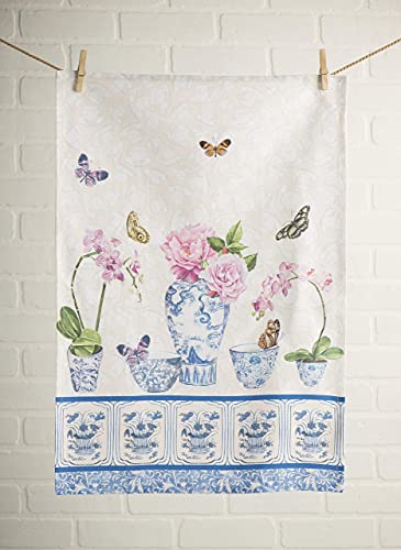 Maison d' Hermine Canton Bundle Set 100% Cotton Set of 3 Kitchen Towels (20 Inch by 27.5 Inch) and Oven Mitt (7.5 Inch by 13 Inch)/Pot Holder (8 Inch by 8 Inch)