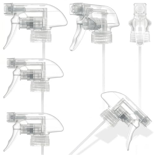 ALPENKOK 6 Pack Spray Nozzle for Bottles, Trim-To-Fit Tube; Plastic (Clear) | Spray Bottle Nozzle Replacement; Fits 8 and 16 Oz; Trigger Sprayer with Mist, Stream & Off Modes; for Cleaning and Garden - color: 6 Pcs Clear