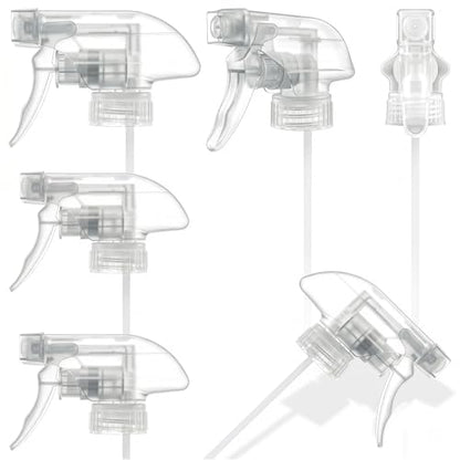 ALPENKOK 6 Pack Spray Nozzle for Bottles, Trim-To-Fit Tube; Plastic (Clear) | Spray Bottle Nozzle Replacement; Fits 8 and 16 Oz; Trigger Sprayer with Mist, Stream & Off Modes; for Cleaning and Garden - color: 6 Pcs Clear