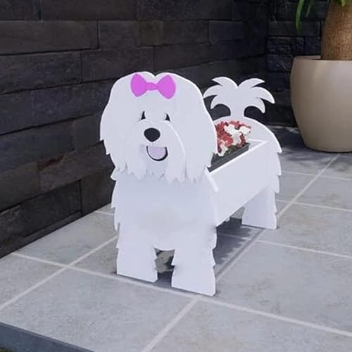 Coton de Tulear Pet Dog Animal Bonsai Holder Cute Shape Art Plant Storage Pot Villa Garden Indoor Outdoor Office Decor Ornaments 24 * 18cm/9.45 * 7.09inch - color: Coton De Tulear, size: 24*18cm/9.45*7.09in