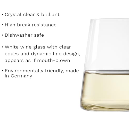 Stölzle Lausitz Stemless White Wine Glasses Power Set of 4, 13 1/2 oz – Modern Crystal Wine Glasses for Maximum Aroma – Dishwasher Safe & Break-Resistant, Made in Germany - size: 4 Pieces (1 Pack)