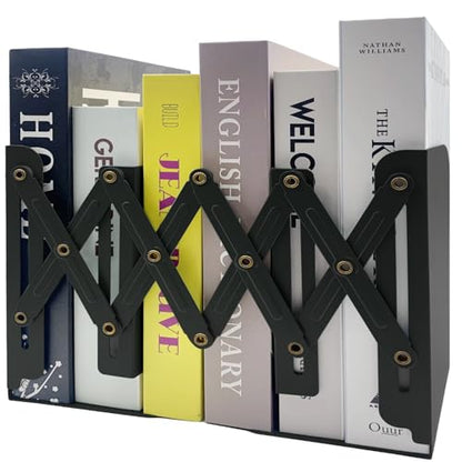 Ysenchan Heavy-Duty Adjustable Metal Bookends - Non-Slip Bookshelf Organizer for Desks, Decorative Book Holder for Magazines & Heavy Books