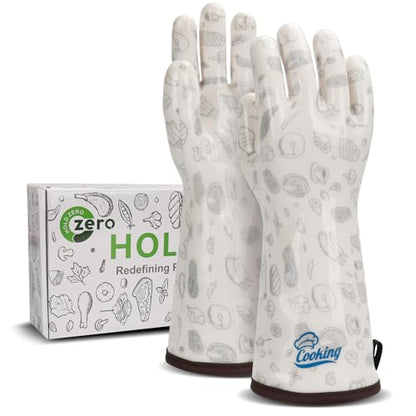 Oven Gloves with Fingers Heat Resistant Waterproof Long Sleeve for Cooking Grilling Baking Barbecue in Kitchen for Men & Women White Medium - size: Medium
