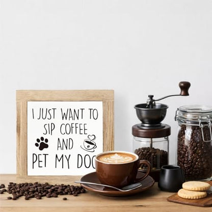 Farmhouse Coffee Bar Signs,Cafe Bar decor for Kitchen, Home Office,Farmhouse Decors,Wooden Box Sign,Block Plaque for Coffee Lover Gift(5.9x5.9 inches)