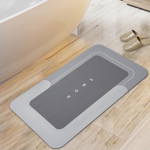 Housego Absorbent Bath Mat, Quick Dry Bath Rug, 15.7x23.6 Inch, Dark Gray | Absorbent Bath Mat Magic Rug; Quick Drying Mat Magic Bath Mat Non-Slip Floor Rug Rubber Backed for Bathroom Kitchen Shower - color: Dark Gray, size: 1 Rectangular Piece (15.7" x 2