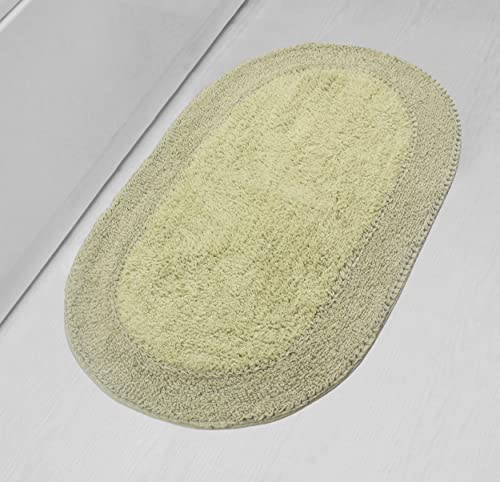 Home Weavers Double Ruffle Collection 100% Cotton Bathroom Rugs Set, Washable Rug, Extra Soft and Absorbent Bath Rug, Kitchen Mat, Bath Mat Set, Bath Floor Mat Non Slip, 24"x40" Rectangle, Sage - color: Sage, size: 2' x 3'4" (Oval)
