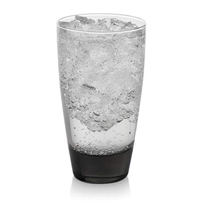 Libbey Classic Tumbler & Rocks Drinking Glasses Set of 16, Clear Glass Cups | 18 oz and 13 oz Capacities for Water, Soda, Cocktails, and More with Smoke-Tinted Bases and Dishwasher-Safe Cleanup - color: 03 - Classic Smoke