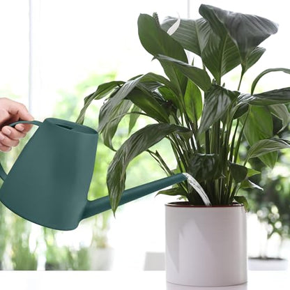 Pro Grip Plastic Watering Can - for Indoor and Outdoor House Plant Garden - with Long Spout - 1/2 Gallon - Blackish Green - color: Blackish Green