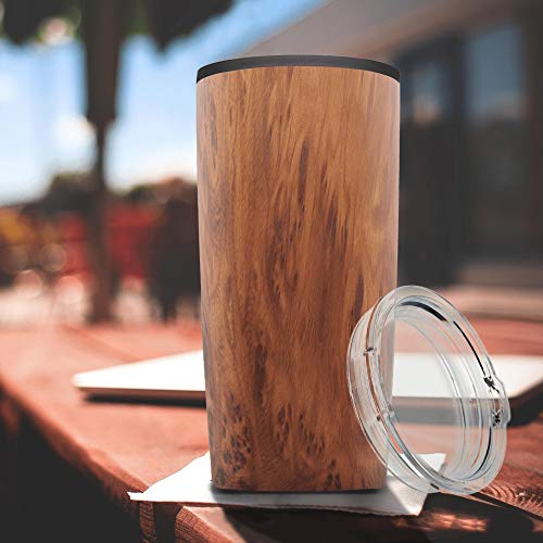 DISCOUNT PROMOS Plastic Tumblers 20 oz. Set of 6, Bulk Pack - With lids, Ice Coffee Tumbler, To Go Cup, Insulated - Wood - color: Blank – Wood