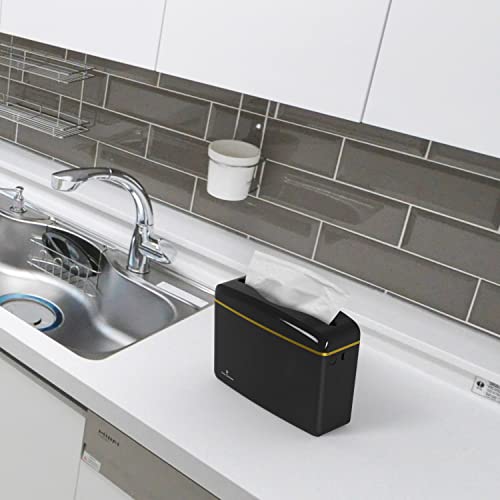 Countertop Multifold Hand Paper Towel Dispenser by Oasis Creations, Single Sheet Dispensing – Glossy Black - color: Black