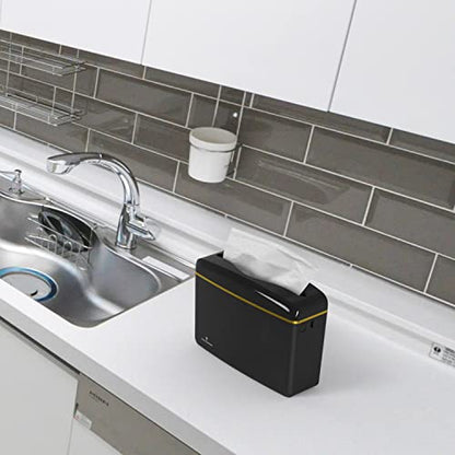Countertop Multifold Hand Paper Towel Dispenser by Oasis Creations, Single Sheet Dispensing – Glossy Black - color: Black